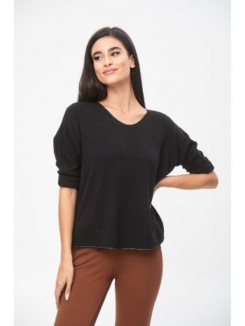 μπλουζα πλεκτη λαιμοκοψη μαύρο σε προσφορά