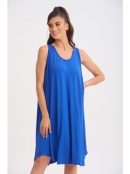 φορεμα αμανικο με χιαστη πλατη μπλε ρουά