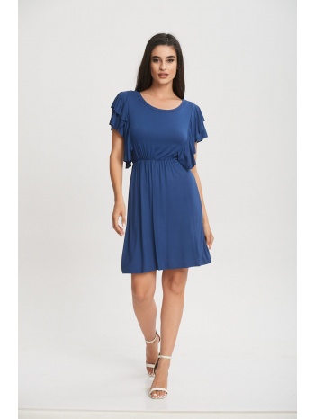 φορεμα με βολαν και λαστιχα μπλε σε προσφορά