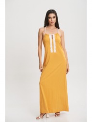 φορεμα μακρυ με δεσιμο κίτρινο