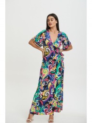 φορεμα κρουαζε με δεσιμο μπλέ