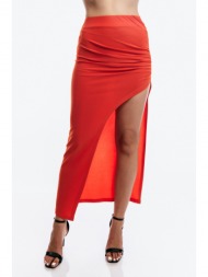 φουστα μακρια με ανοιγμα στο πλαι πορτοκαλί
