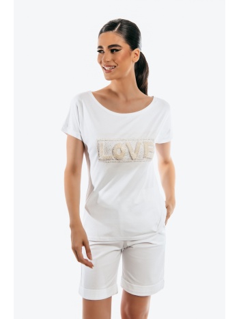 μπλουζα κοντομανικη με σταμπα love άσπρο σε προσφορά