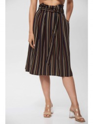 φουστα μιντι με πιετες εμπριμέ μαύρο