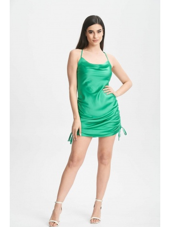 φορεμα μινι ντραπε με σουρες πράσινο σε προσφορά