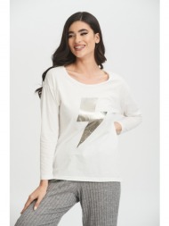 μπλουζα μακρυμανικη με σταμπα άσπρο