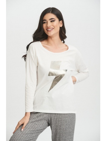 μπλουζα μακρυμανικη με σταμπα άσπρο σε προσφορά