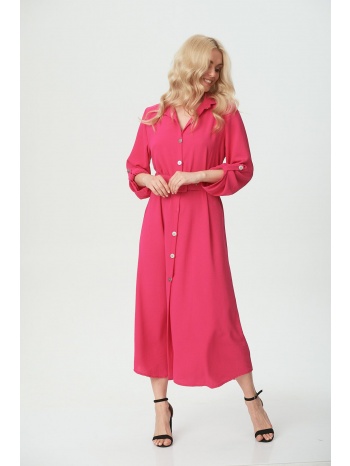 φορεμα μακρυ με κουμπια ροζ ρόζ σε προσφορά