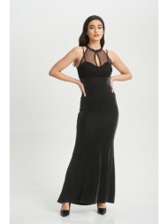 φορεμα maξι με διαφανεια μαύρο