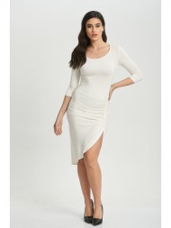 φορεμα εφαρμοστο με σουρες άσπρο