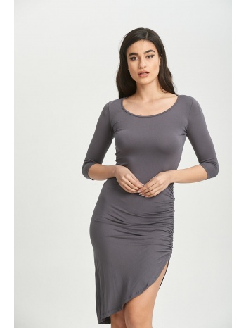 φορεμα εφαρμοστο με σουρες γκρι σε προσφορά
