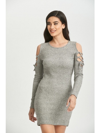 φορεμα πλεκτο με εξω ωμους γκρι σε προσφορά