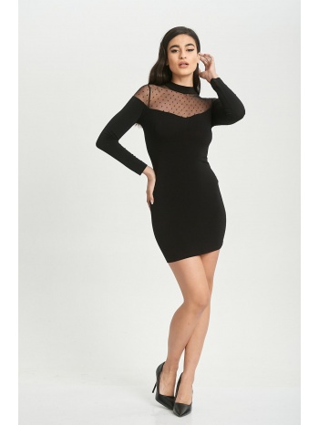 φορεμα με διαφανεια τουλι mαύρο σε προσφορά