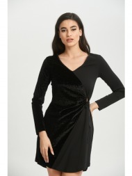 φορεμα βελουδο με σουρες μαύρο