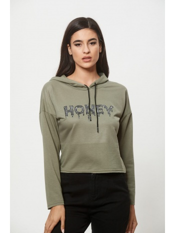 μπλουζα με κουκουλα `honey` χάκι σε προσφορά