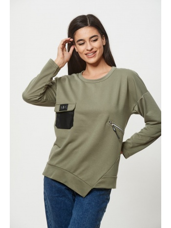 μπλουζα φουτερ με τσεπες πράσινο σε προσφορά