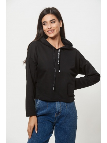 μπλουζα φουτερ με κουκουλα μαύρο σε προσφορά
