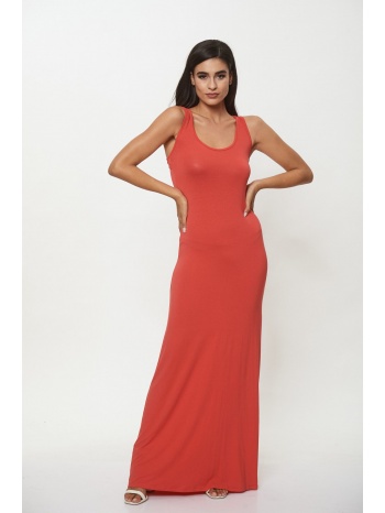 φορεμα μακρυ με ανοιγμα στην πλατη κοραλί σε προσφορά