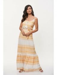 φορεμα μακρυ με βολαν κίτρινο