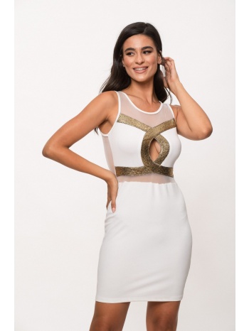 φορεμα κοντο με ανοιγμα μπροστα άσπρο σε προσφορά