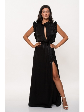 φορεμα σατεν με ανοιγμα μαύρο σε προσφορά