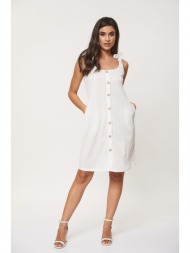 φορεμα αμανικο με κουμπια άσπρο