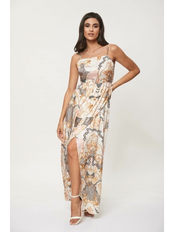 φορεμα μακρυ σατεν ασπρο εμπριμε εμπριμέ μαύρο σε προσφορά