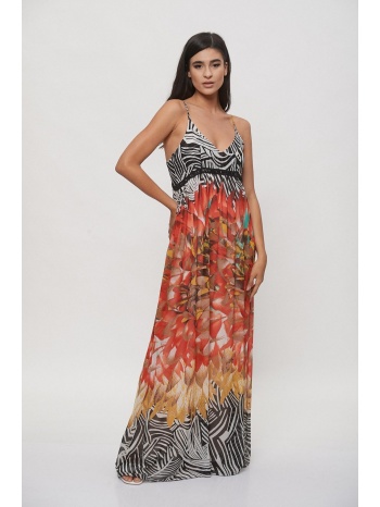 φορεμα μακρυ μαξι εμπριμέ μαύρο σε προσφορά