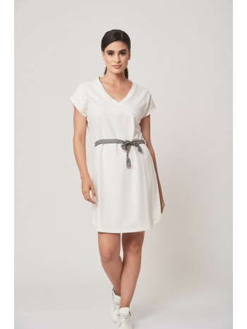 φορεμα φουτερ με ζωνη άσπρο σε προσφορά