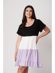 φορεμα τριχρωμο με βολαν ...