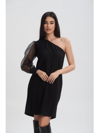 φορεμα με εναν ωμο και διαφανεια μαύρο σε προσφορά