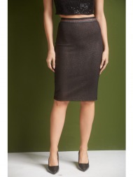 φουστα midi με λαστιχο εμπριμέ μαύρο