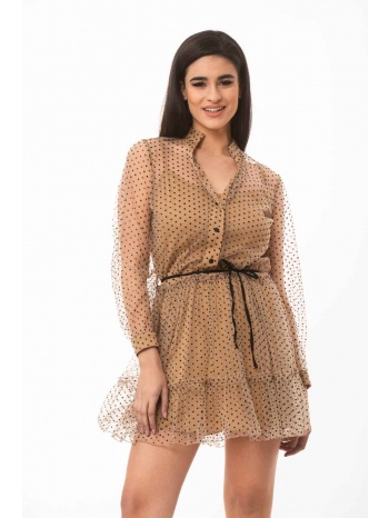 φορεμα πουα με τουλι εμπριμέ μαύρο σε προσφορά