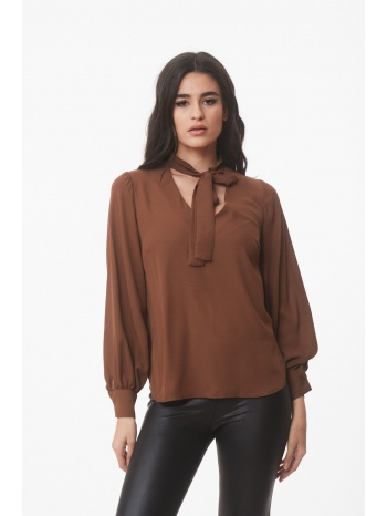 μπλουζοπουκαμισο με δεσιμο καφέ σε προσφορά