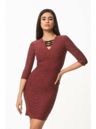 φορεμα με μακρυ μανικι και βε μπορντό