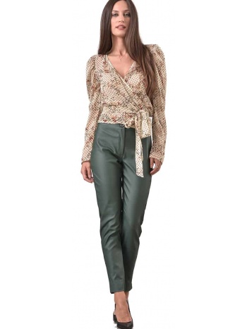 παντελονι δερματινη με κουμπι πρασινο πράσινο σε προσφορά