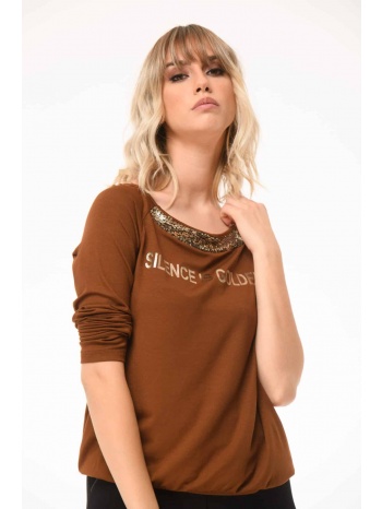 μπλουζα με παγιετα και τυπωμα μαύρο σε προσφορά