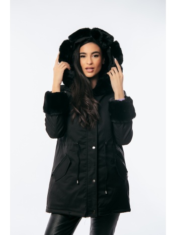 μπουφαν με γουνινη επενδυση με κουκουλα που αφαιρειται μαύρο σε προσφορά