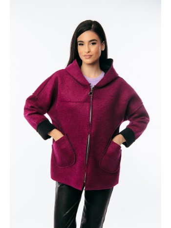 ζακετα με φερμουαρ και κουκουλα ματζέντα σε προσφορά