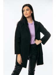 ζακετα μακρια με φερμουαρ και κουκουλα μαύρο