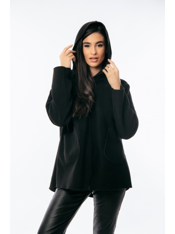 ζακετα με φερμουαρ και κουκουλα μαύρο σε προσφορά