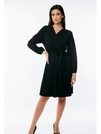 φορεμα κρουαζε με ζωνη και στρας μαύρο σε προσφορά