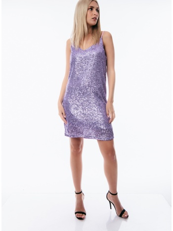 φορεμα κοντο παγιετα λιλά σε προσφορά