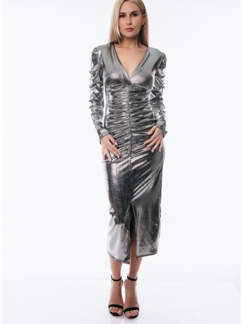 φορεμα μακρυ με σουρες ασημί σε προσφορά