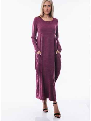 φορεμα σακος μακρυ με τσεπες πλεκτο ματζέντα σε προσφορά