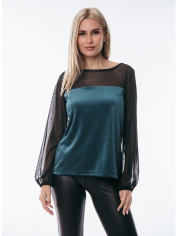 μπλουζα διαφανεια πετρόλ σε προσφορά