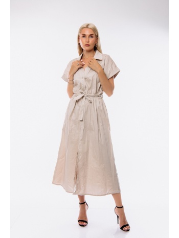 φορεμα μακρυ με ζωνη μπεζ μπεζ σε προσφορά