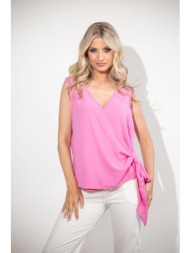 μπλουζα αμανικη με δεσιμο στο πλαι ροζ