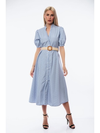 φορεμα ριγε με ζωνη μπλε σε προσφορά