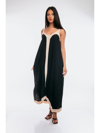 φορεμα μακρυ διχρωμο με μπεζ ριγα μαύρο σε προσφορά